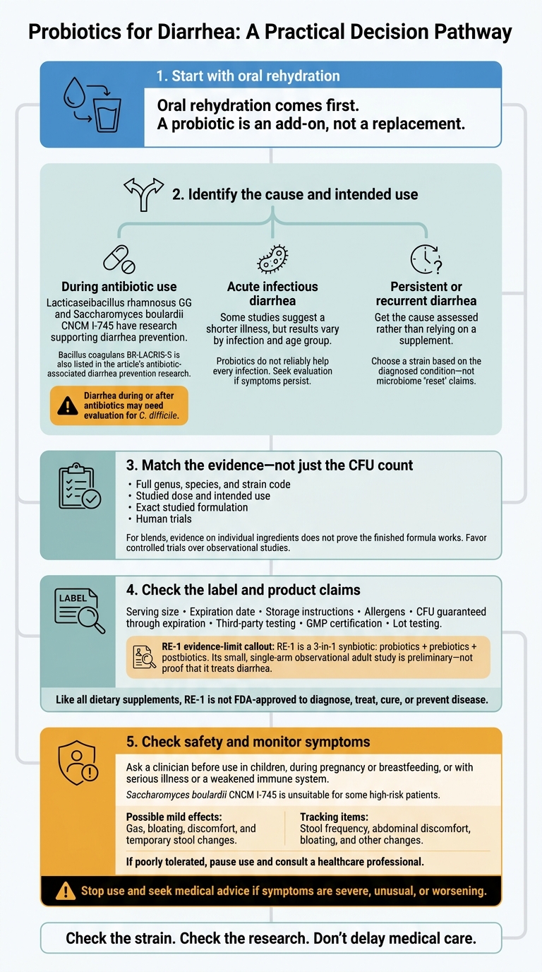 Probiotics for Diarrhea: Strain, Cause, and Safety