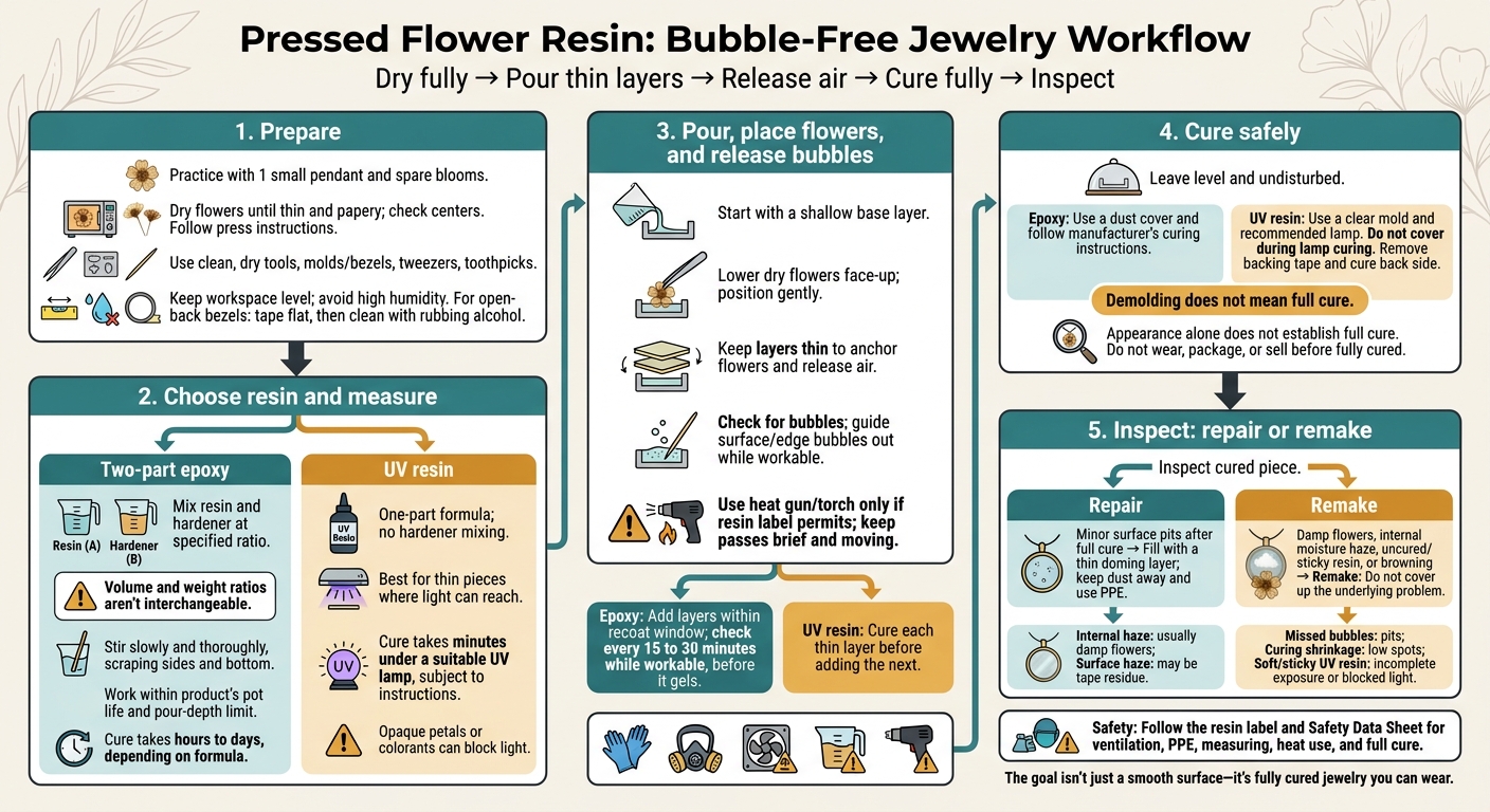 Pressed Flower Resin: Bubble-Free Jewelry Workflow