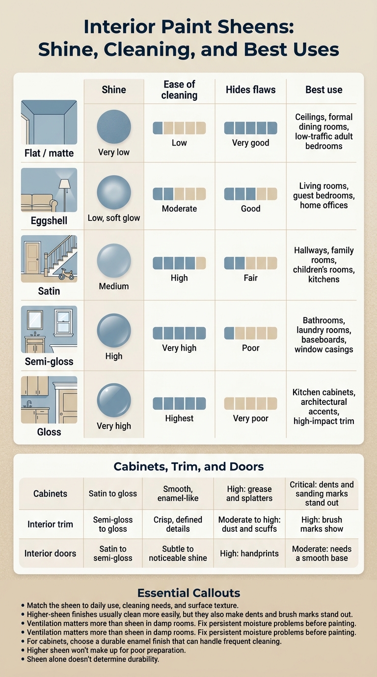 Interior Paint Sheens: Shine, Cleaning, and Best Uses
