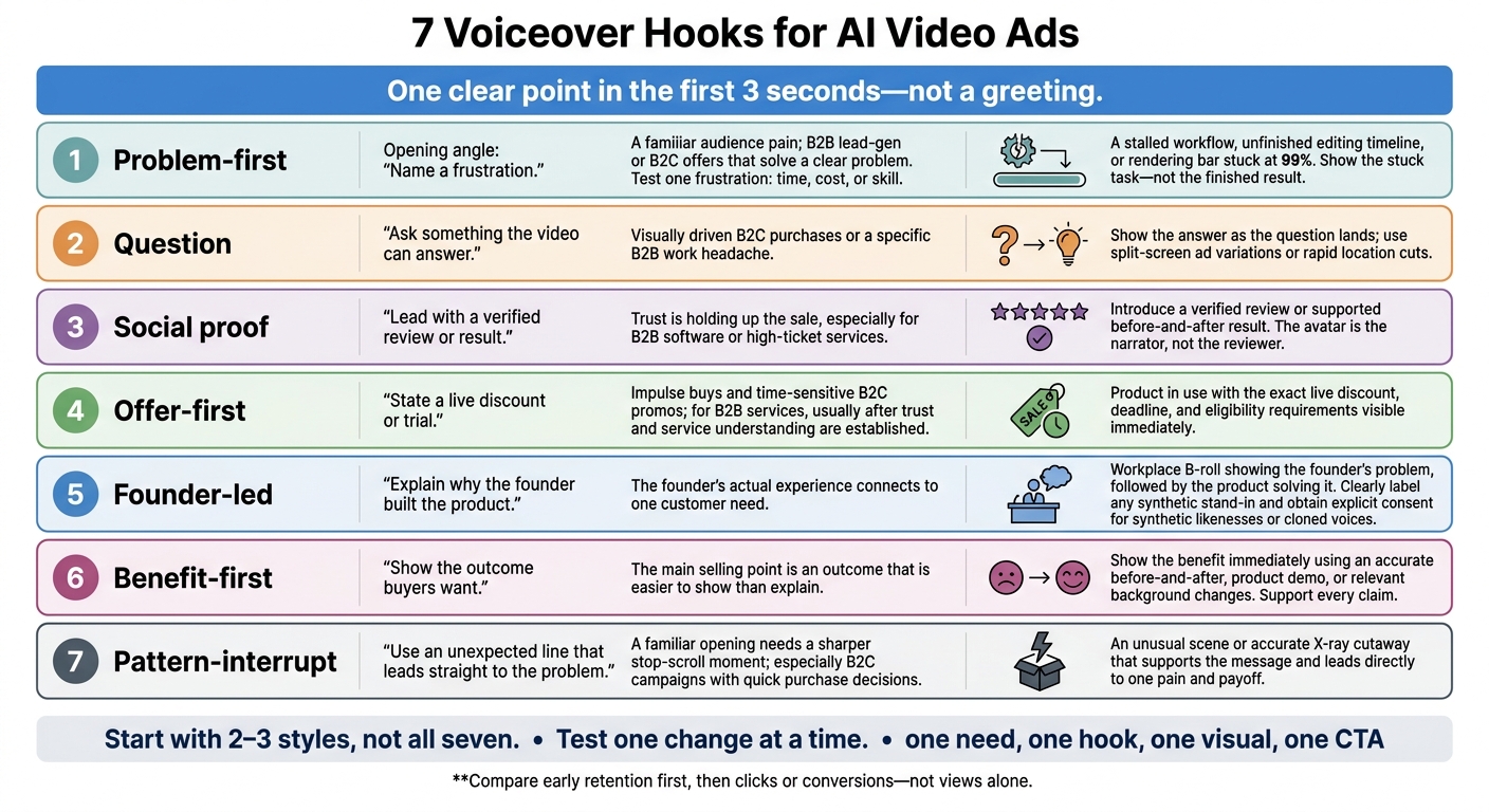 7 Voiceover Hooks for AI Video Ads