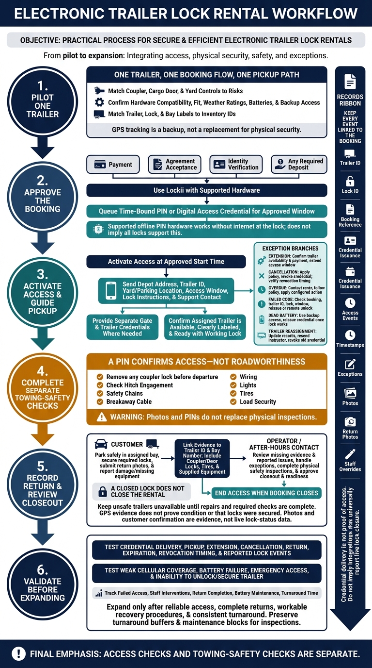 Electronic Trailer Lock Rental Workflow