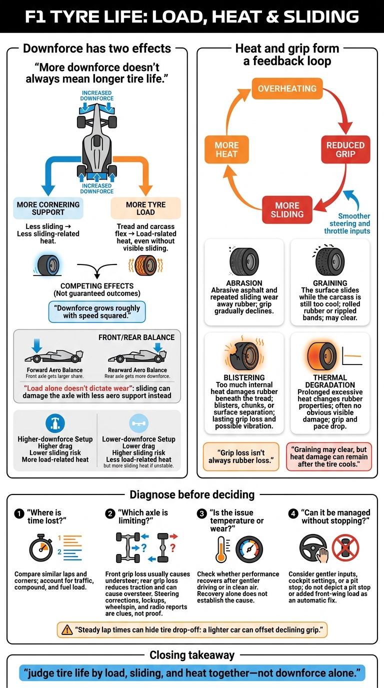 F1 Downforce, Heat and Tyre Wear Explained