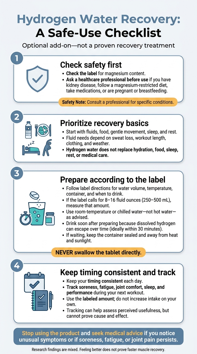 Hydrogen Water Recovery: A Safe-Use Checklist