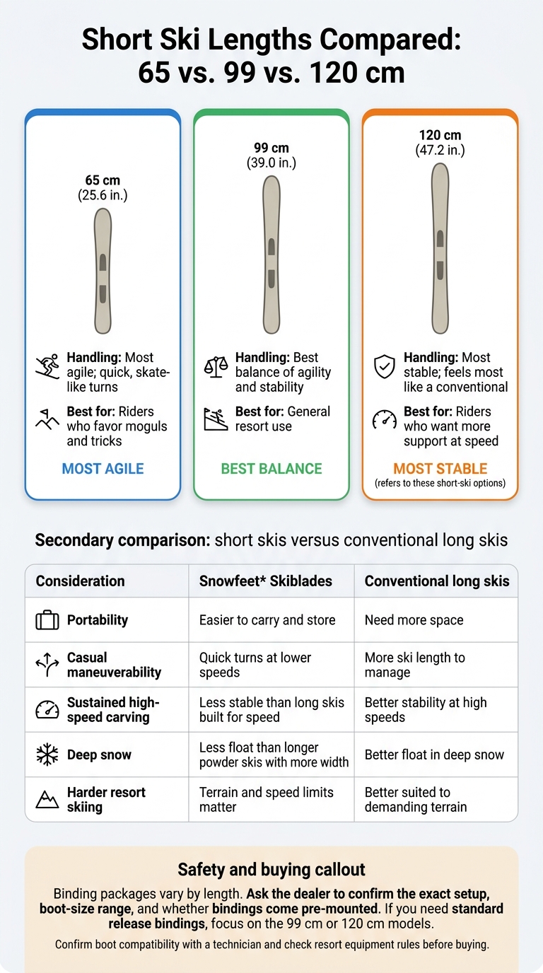 Short Ski Lengths Compared: 65 vs. 99 vs. 120 cm