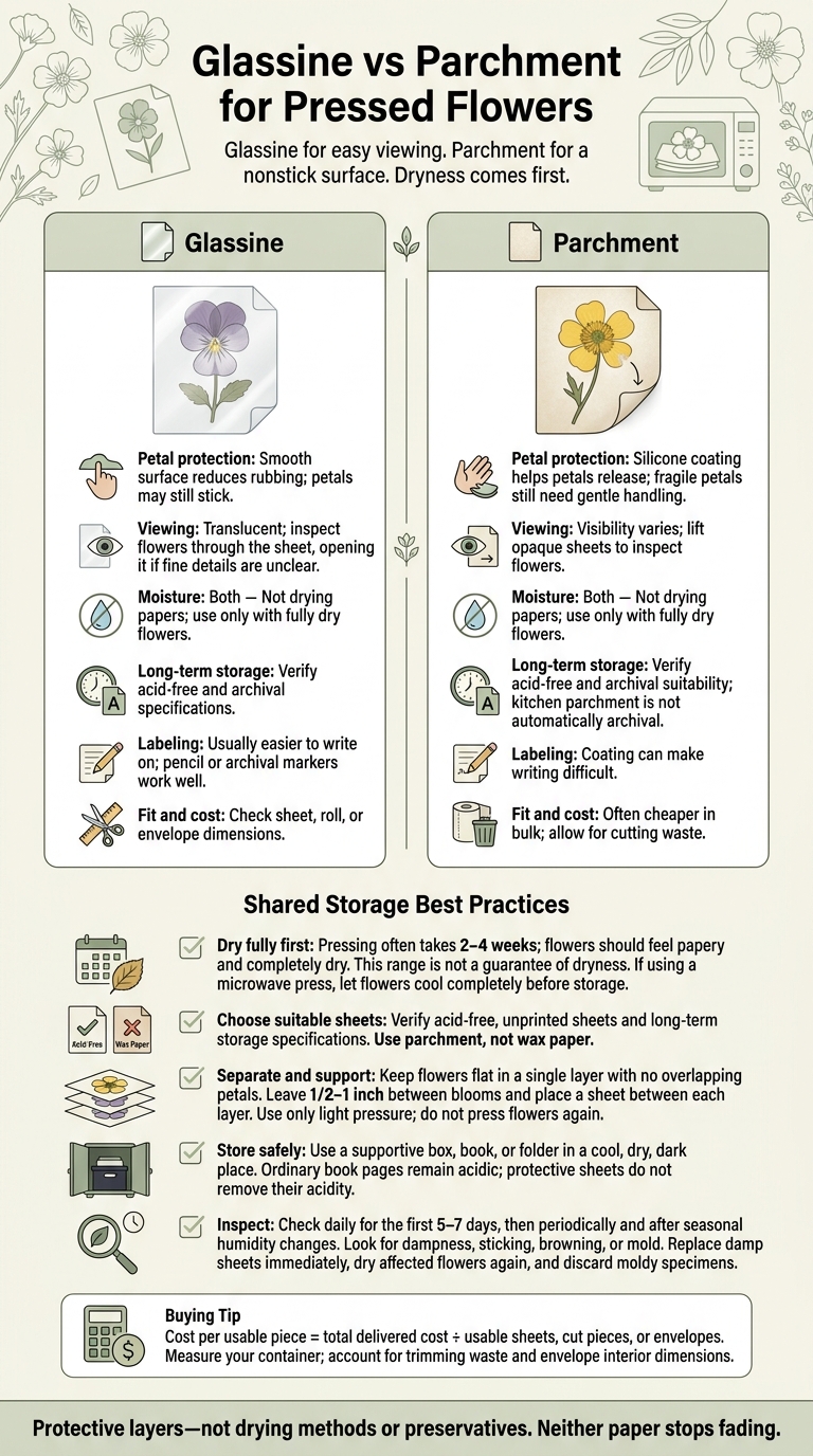 Glassine vs Parchment for Pressed Flowers