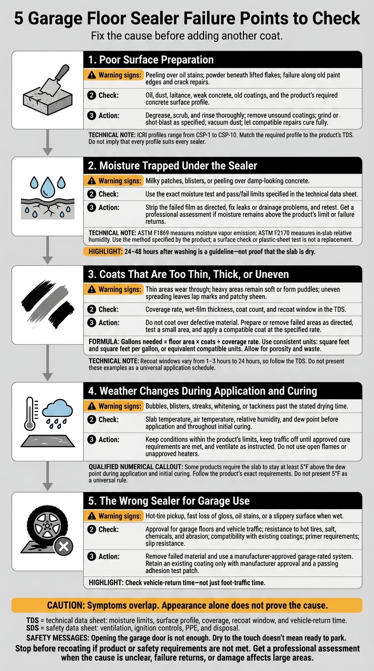 Why Garage Floor Sealers Fail In 5 Ways 1 5 Garage Floor Sealer Failure Points To Check