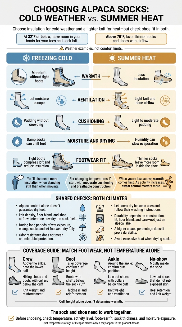 Alpaca Socks: Cold vs Heat Selection Guide