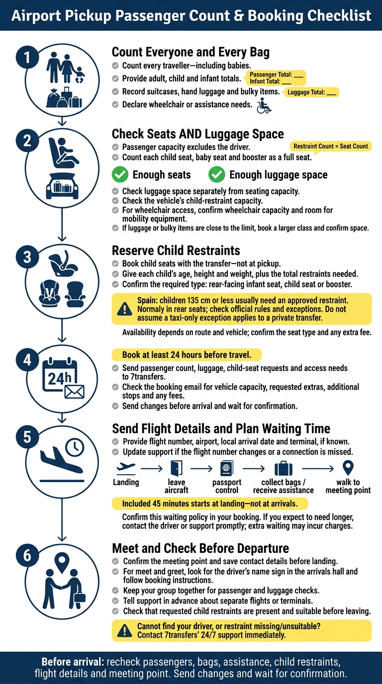 Airport Pickup Passenger Count & Booking Checklist