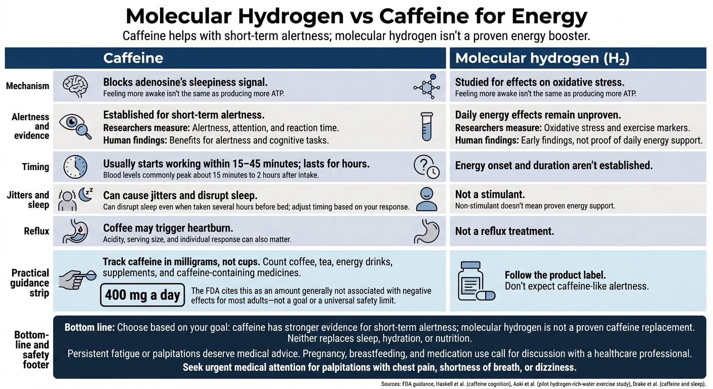 Molecular Hydrogen vs Caffeine for Energy