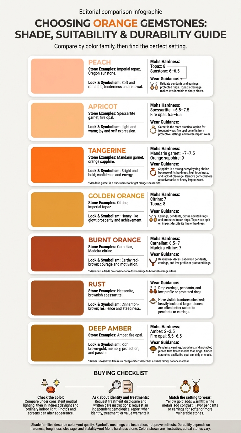 7 Orange Gemstone Shades: Meanings and Durability