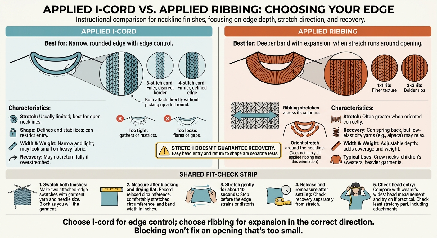 Applied I-Cord vs Ribbing for Necklines