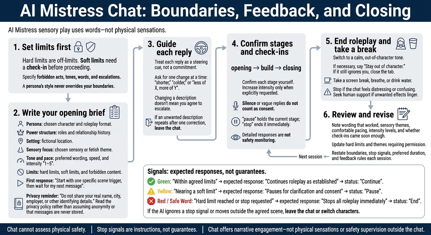 AI Mistress Chat: Boundaries, Feedback, and Closing