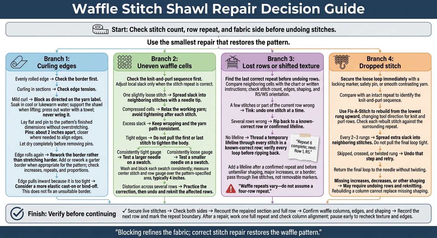 Waffle Stitch Shawl Repair Decision Guide
