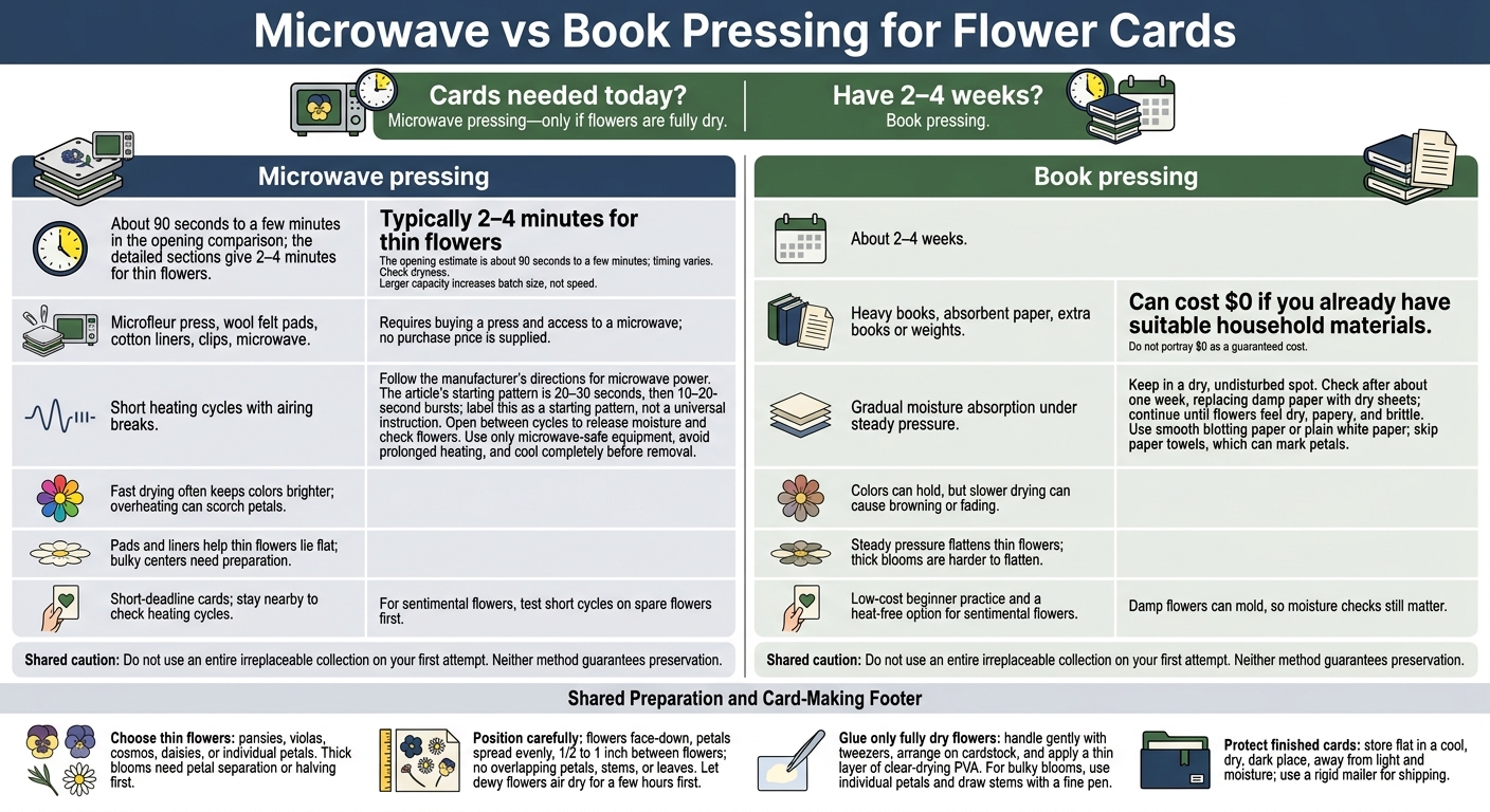 Microwave vs Book Pressing for Flower Cards