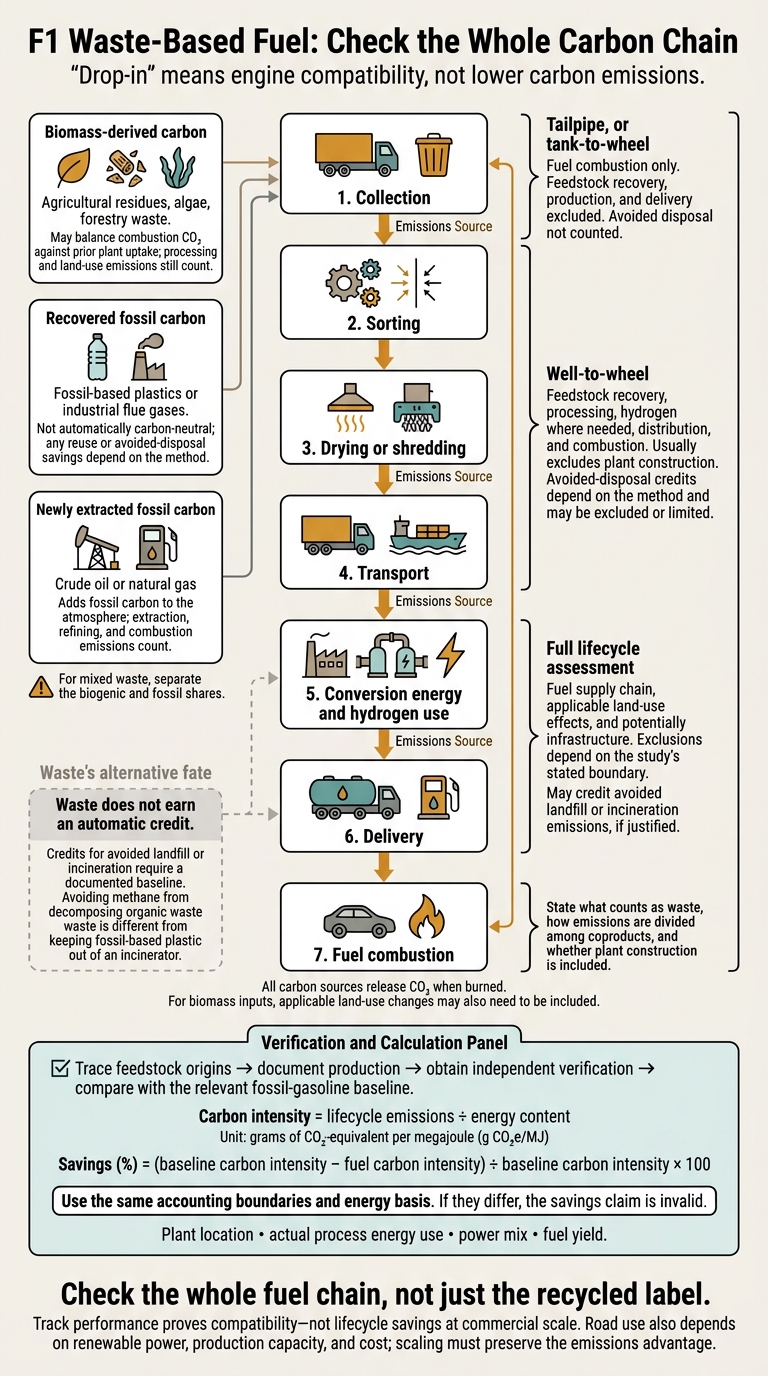 F1 Waste-Based Fuel: Check the Whole Carbon Chain
