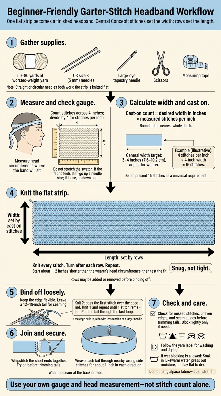 Garter Stitch Headband: Measure, Knit, and Finish