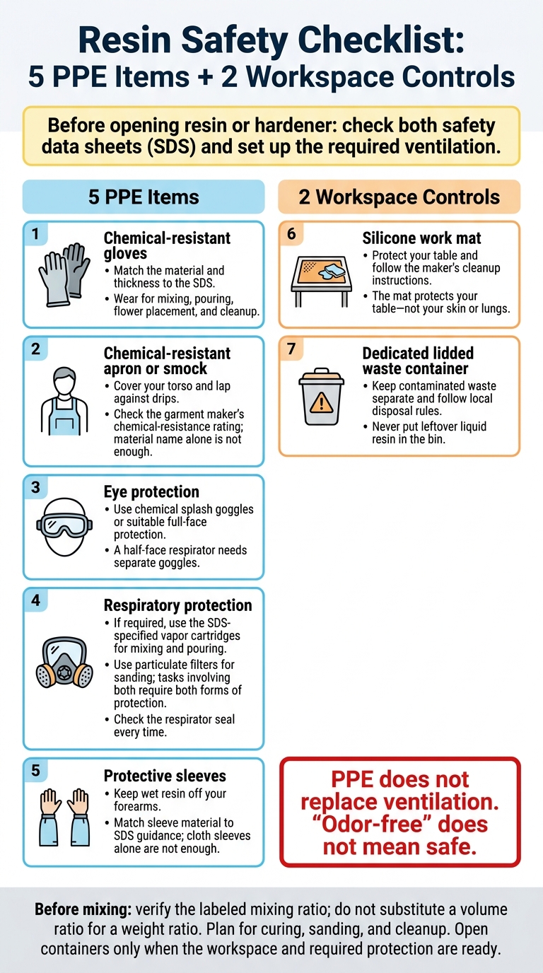 Resin Safety Checklist: 5 PPE Items + 2 Workspace Controls
