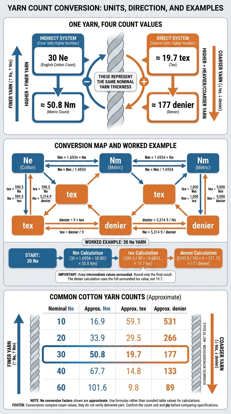 Yarn Count Conversion: Ne, Nm, Tex and Denier