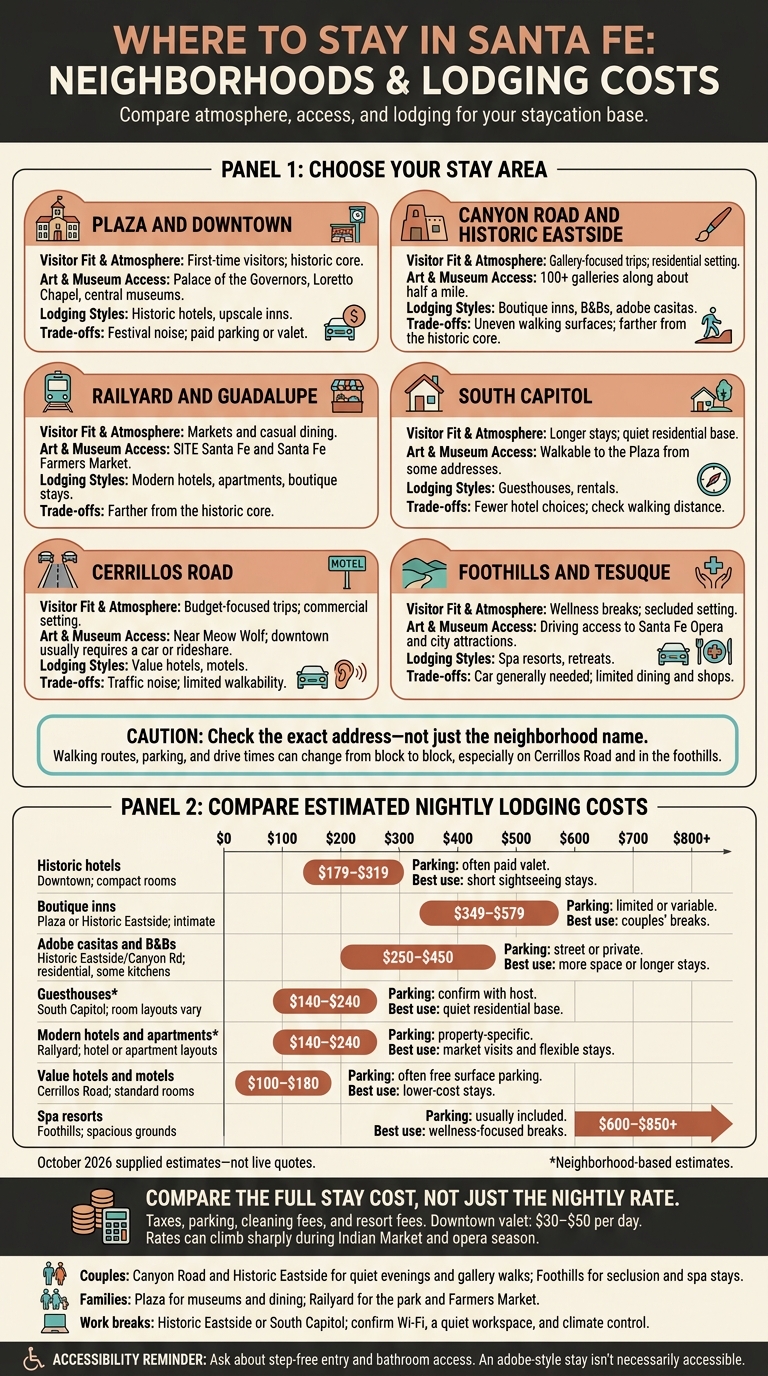 Santa Fe Staycation: Compare Areas and Lodging Costs