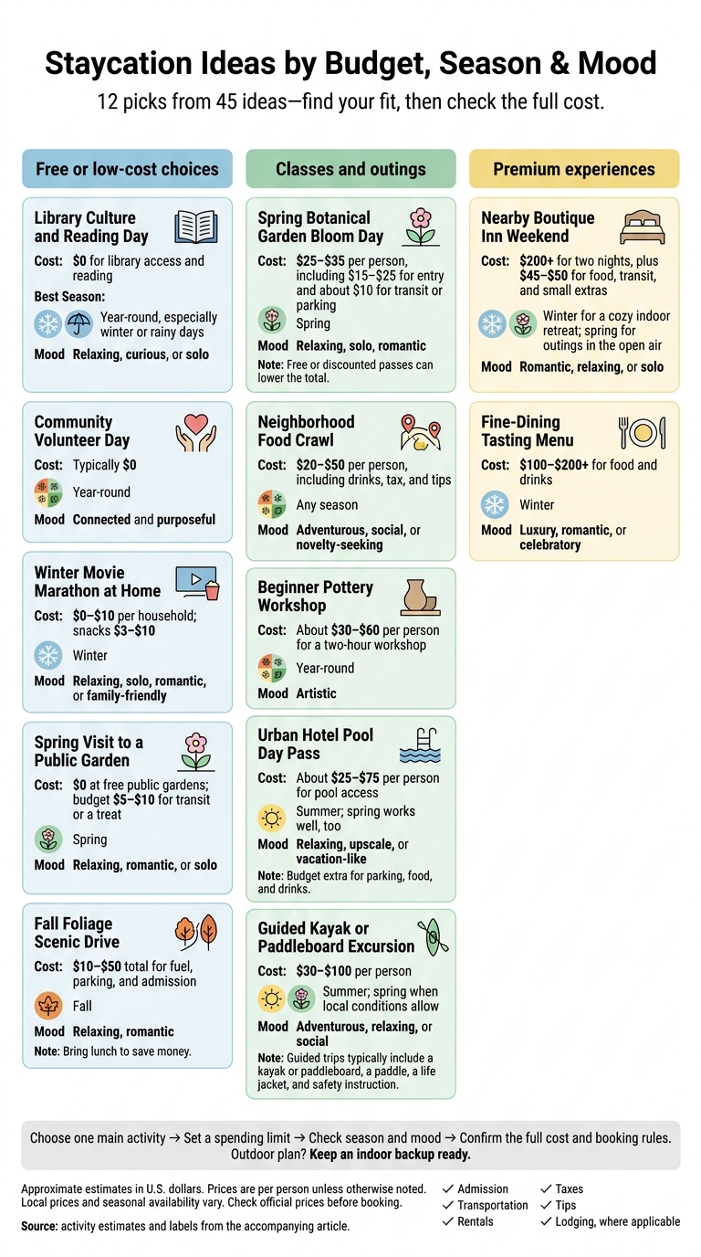 Staycation Ideas by Budget, Season & Mood