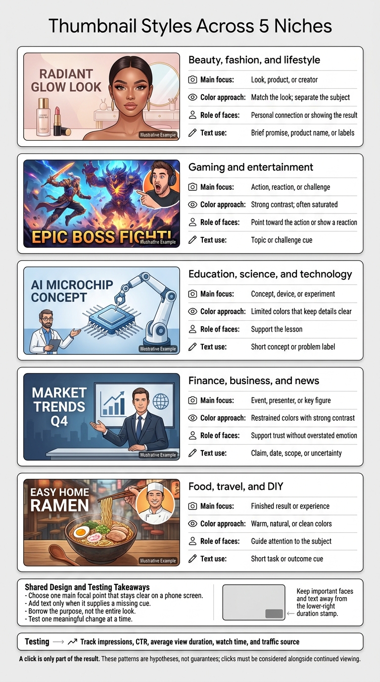 Thumbnail Styles Across 5 Niches