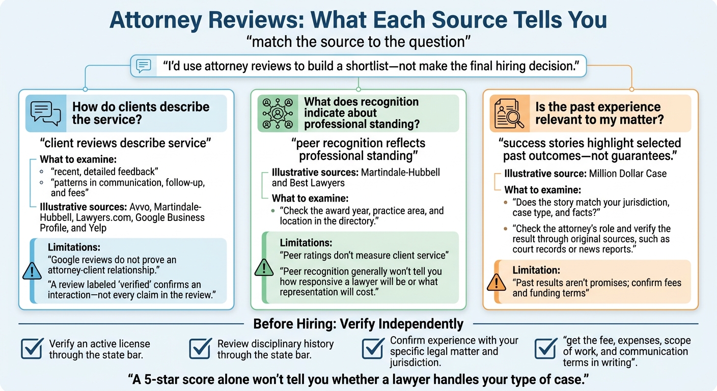 Attorney Reviews: What Each Source Tells You