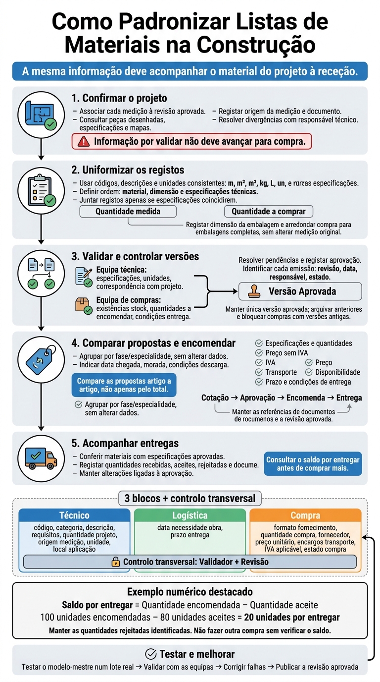 Como Padronizar Listas de Materiais na Construção