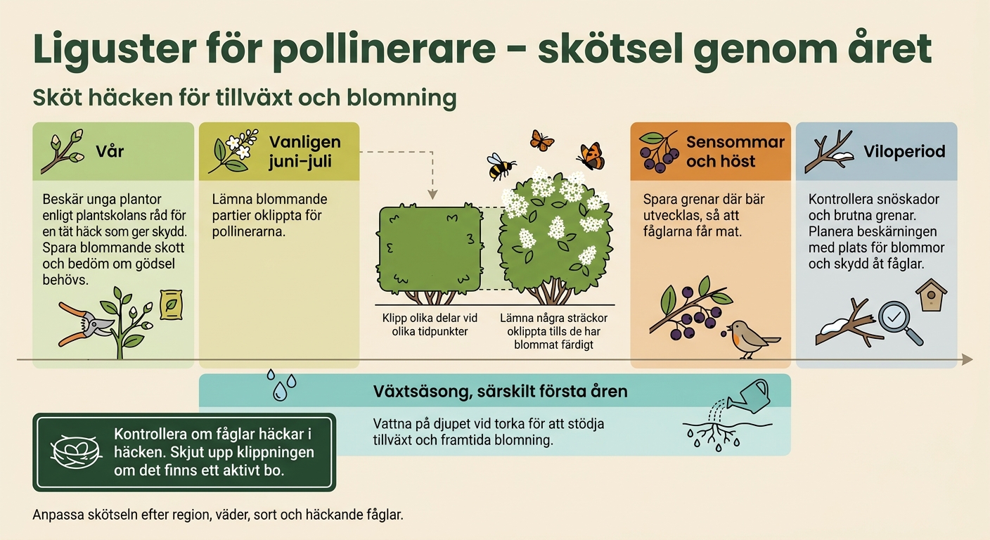 Liguster för pollinerare – skötsel genom året