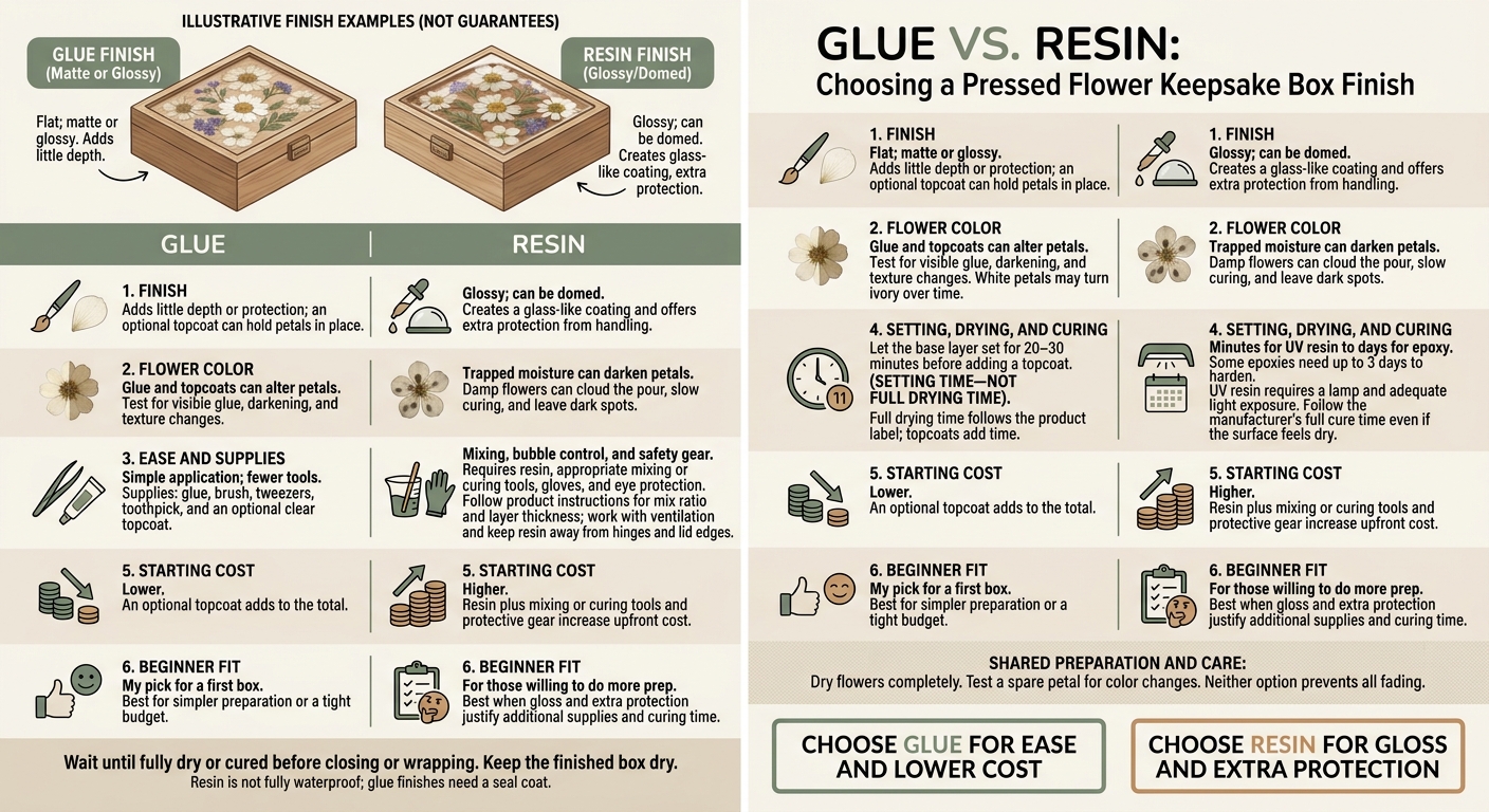 Pressed Flower Box: Resin vs. Glue