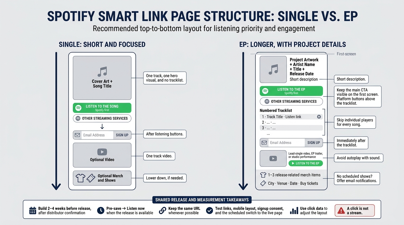 Spotify Smart Link Layouts: Single vs. EP