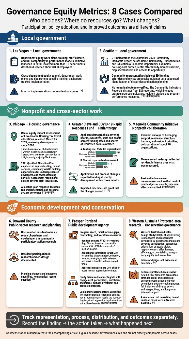 Governance Equity Metrics: 8 Cases Compared