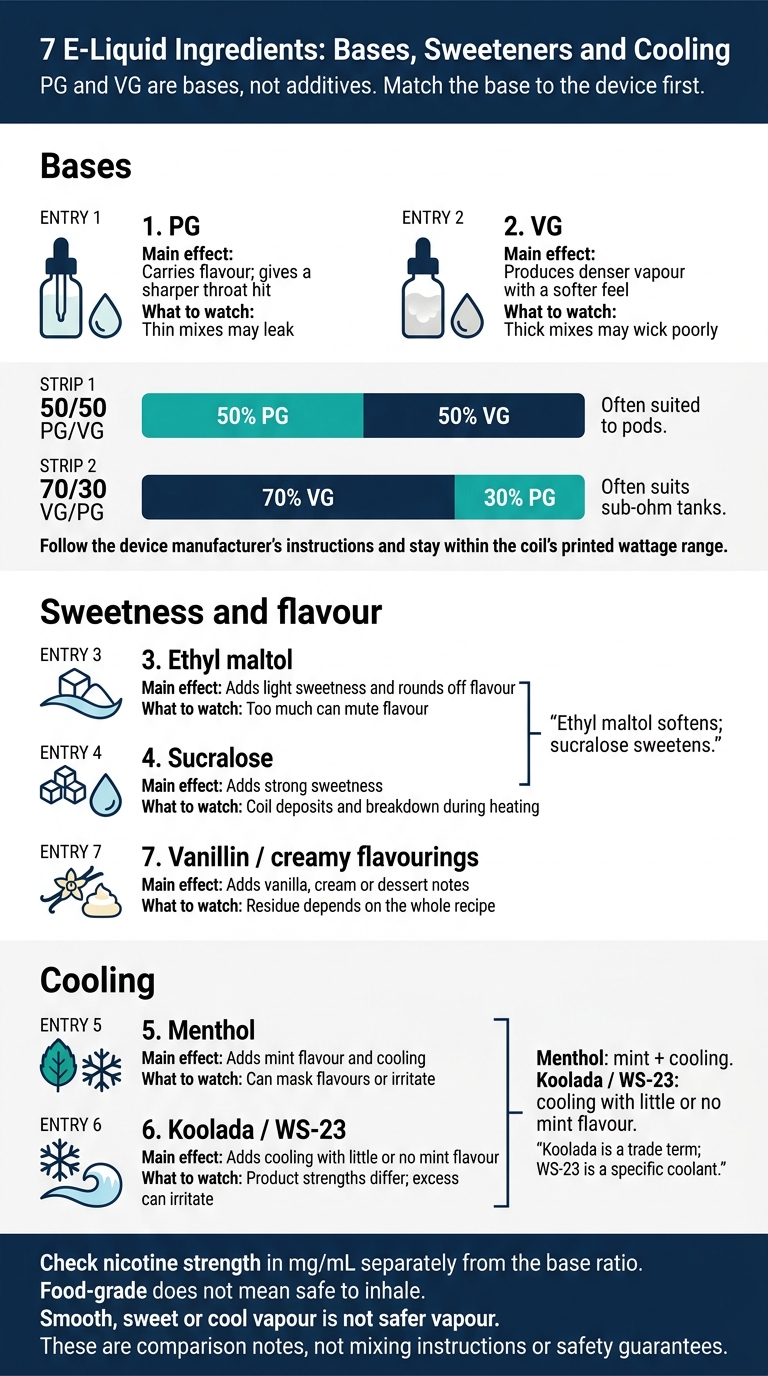7 E-Liquid Additives And What Each One Does 2 7 e-liquid ingredients: bases, sweeteners and cooling