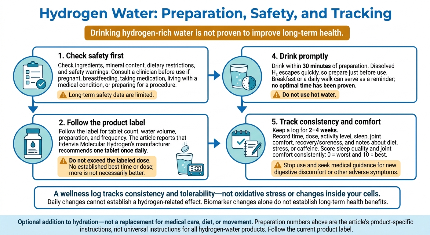Hydrogen Water: Preparation, Safety, and Tracking