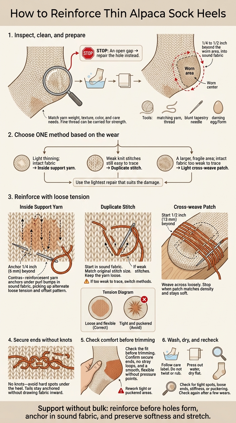 How to Reinforce Thin Alpaca Sock Heels