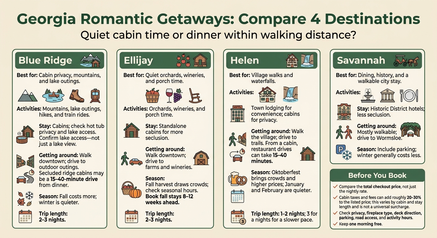 Georgia Romantic Getaways: Compare 4 Destinations