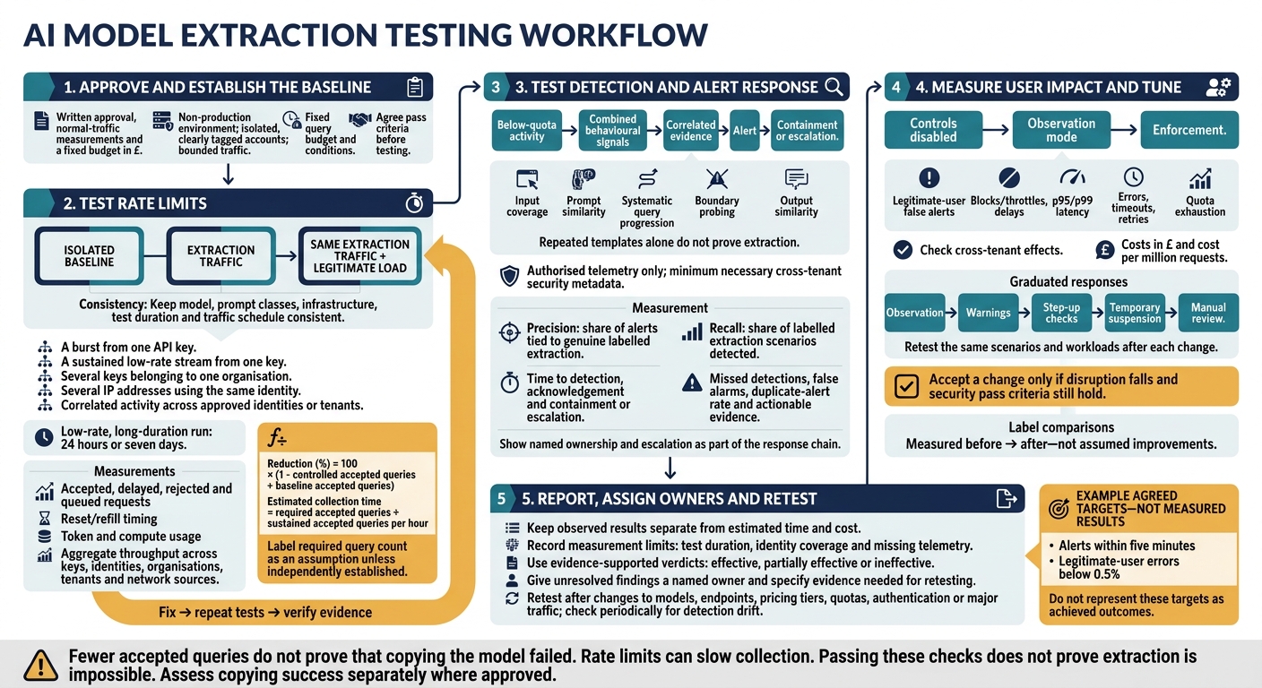 AI Model Extraction Testing: Limits, Alerts and Retesting