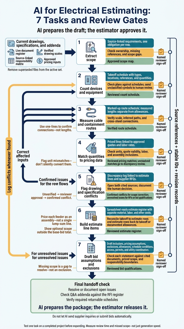 AI for Electrical Estimating: 7 Tasks and Review Gates