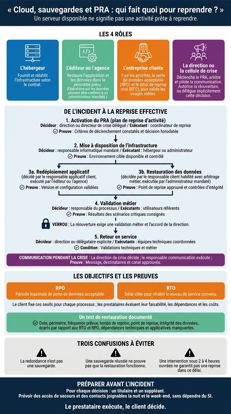 Cloud, sauvegardes et PRA : qui fait quoi pour reprendre ?
