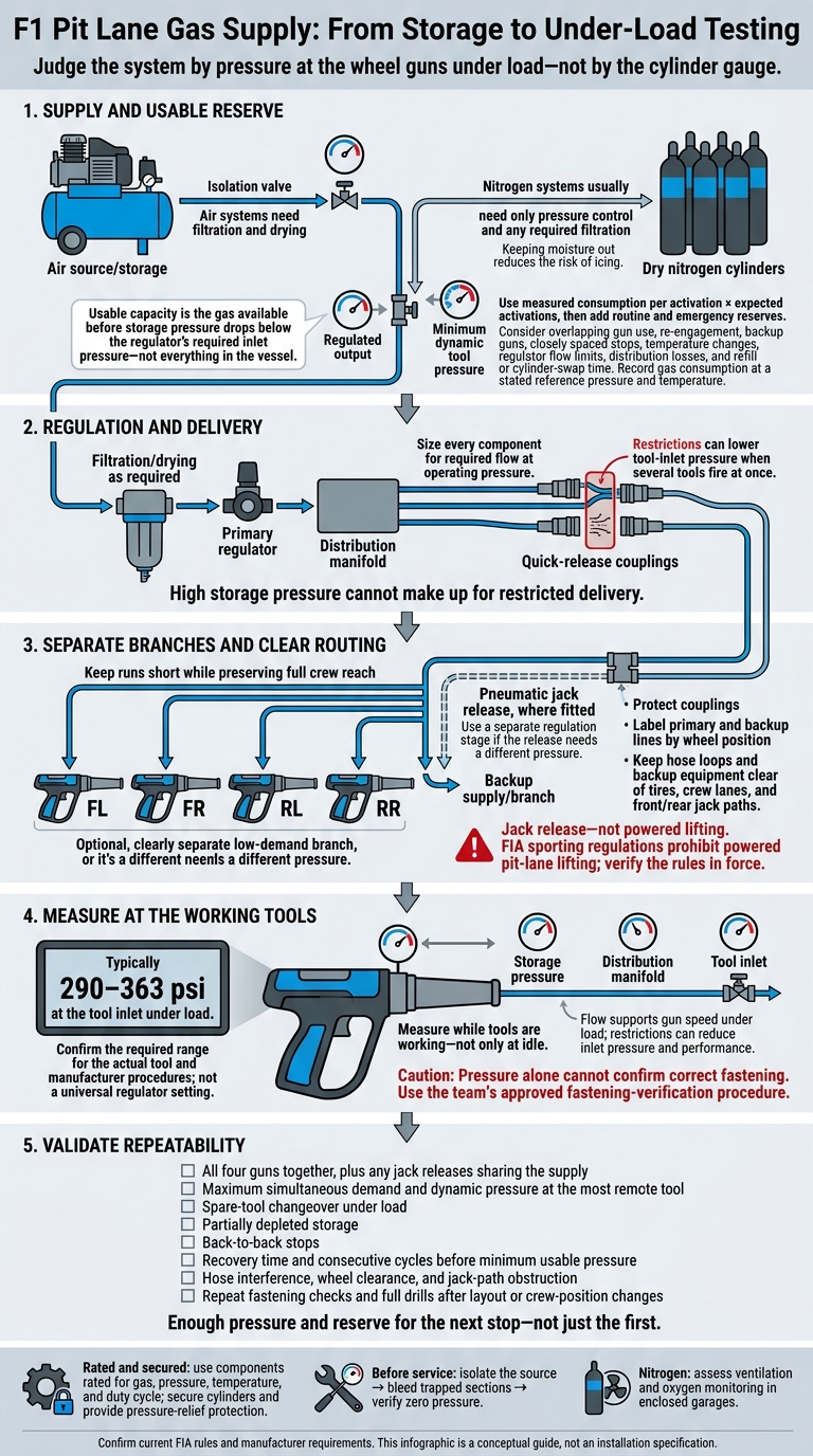 F1 Pit Lane Gas Supply: From Storage to Under-Load Testing