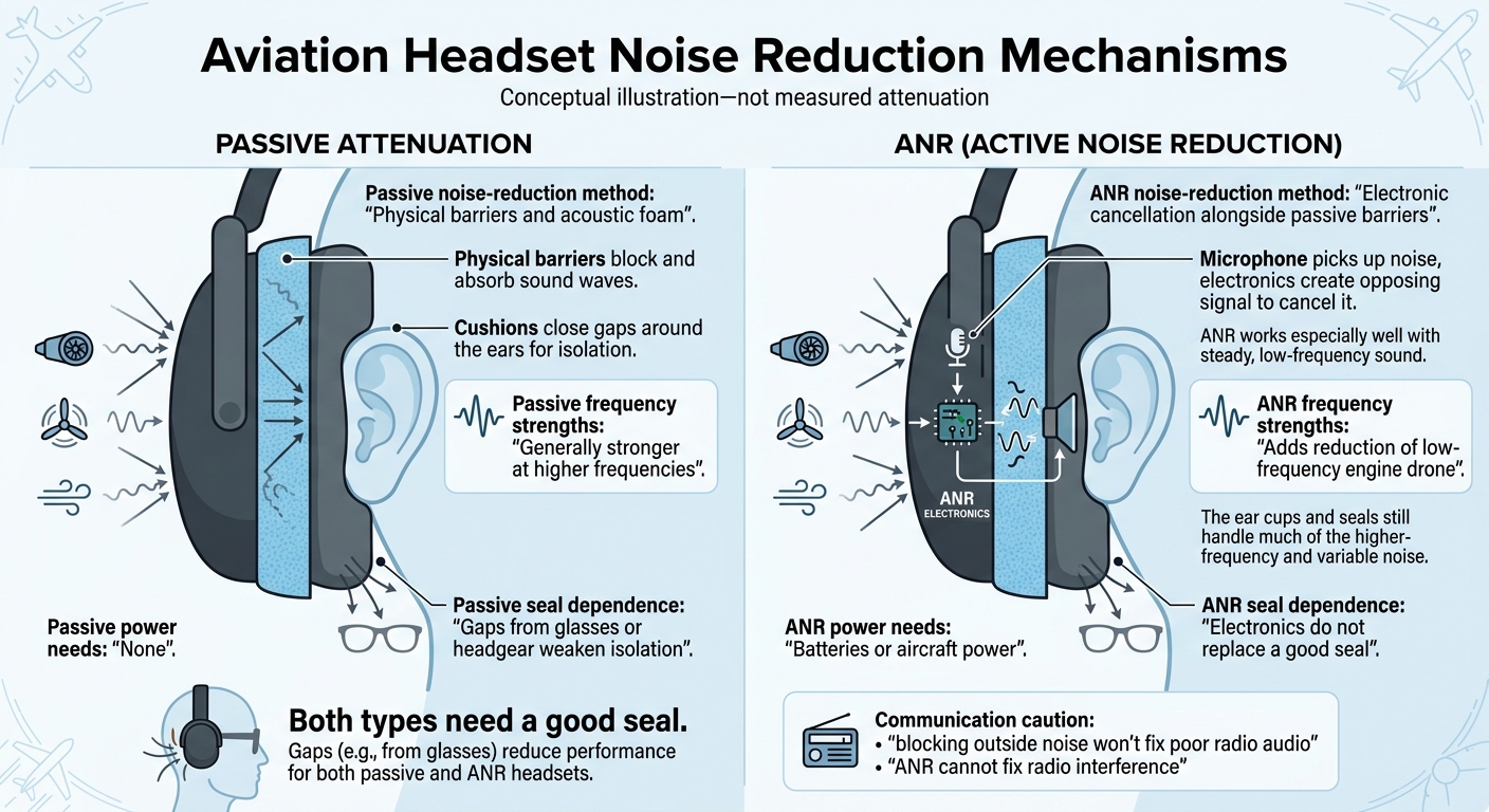 Passive vs ANR Aviation Headsets: How Noise Reduction Works