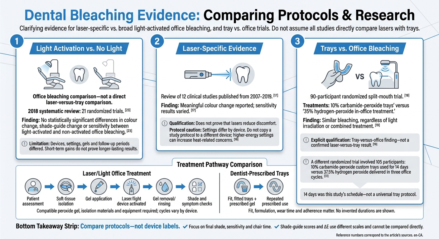 Laser Whitening vs Trays: What the Evidence Actually Compares