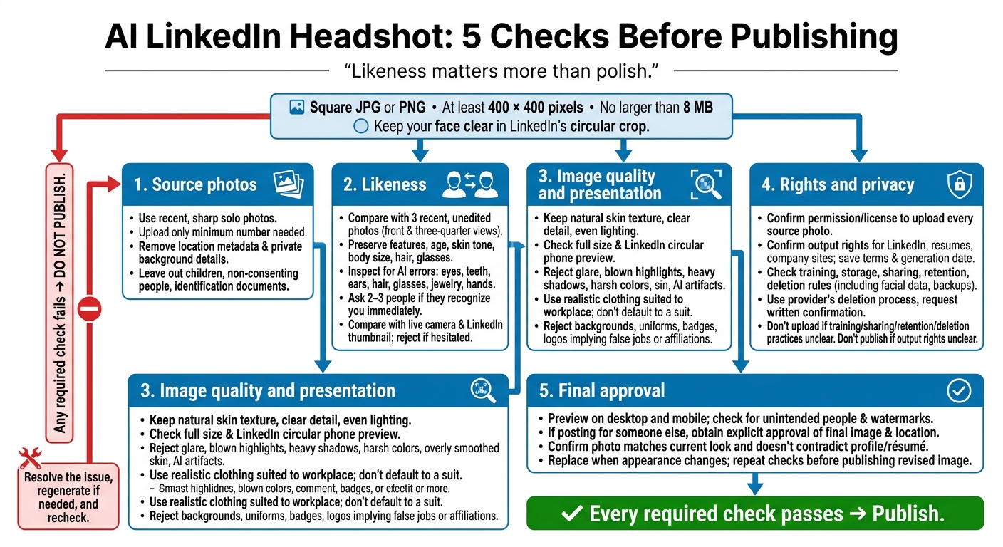 AI LinkedIn Headshot: 5 Checks Before Publishing