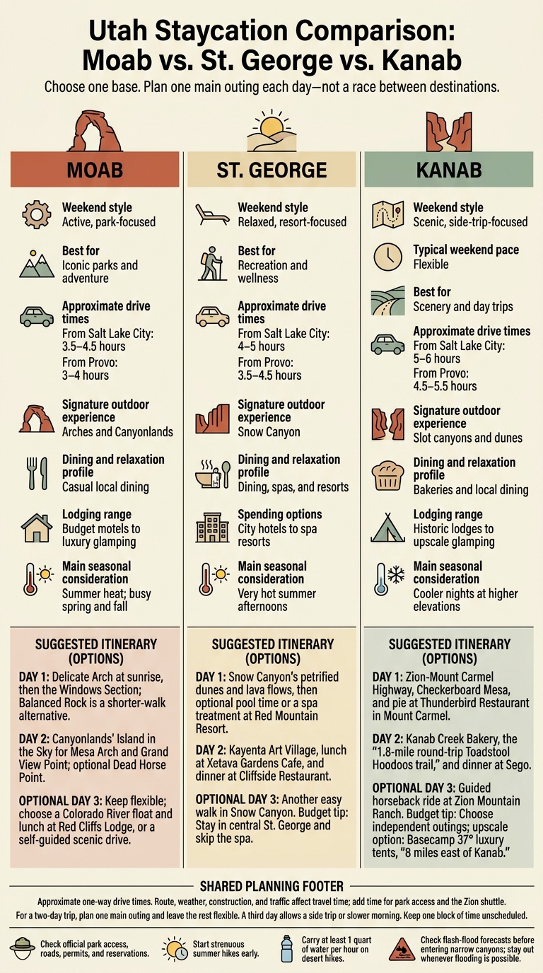 Utah Staycation Comparison: Moab vs. St. George vs. Kanab