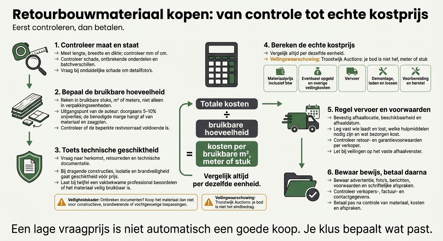 Retourbouwmateriaal kopen: van controle tot echte kostprijs