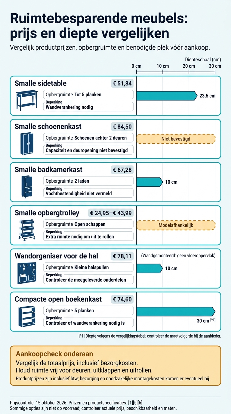Ruimtebesparende meubels: prijs en diepte vergelijken