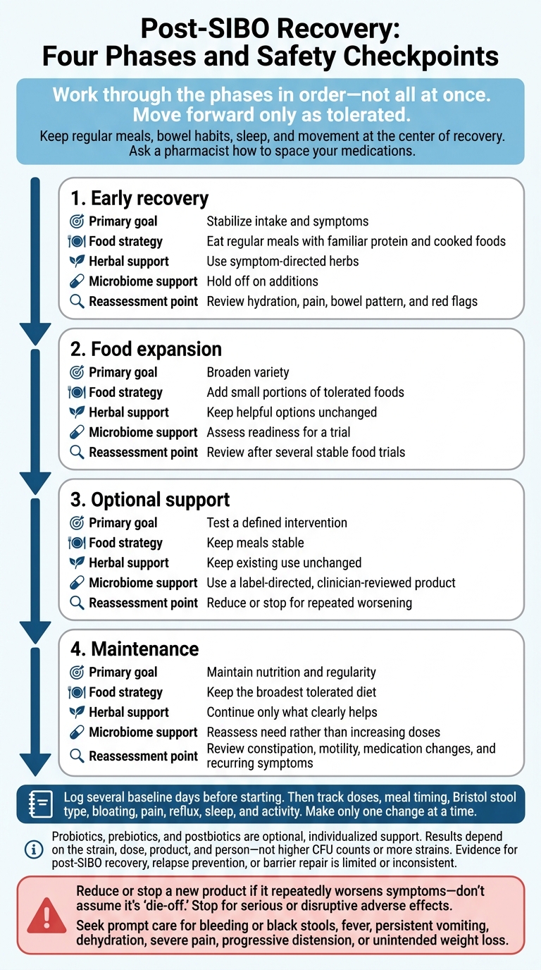 Post-SIBO Recovery: Four Phases and Safety Checkpoints