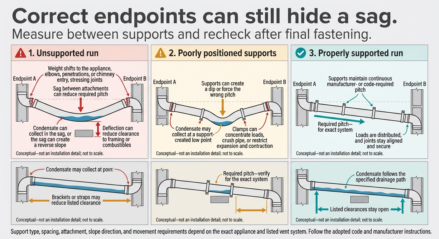 Boiler Vent Supports: How Sag Changes Slope