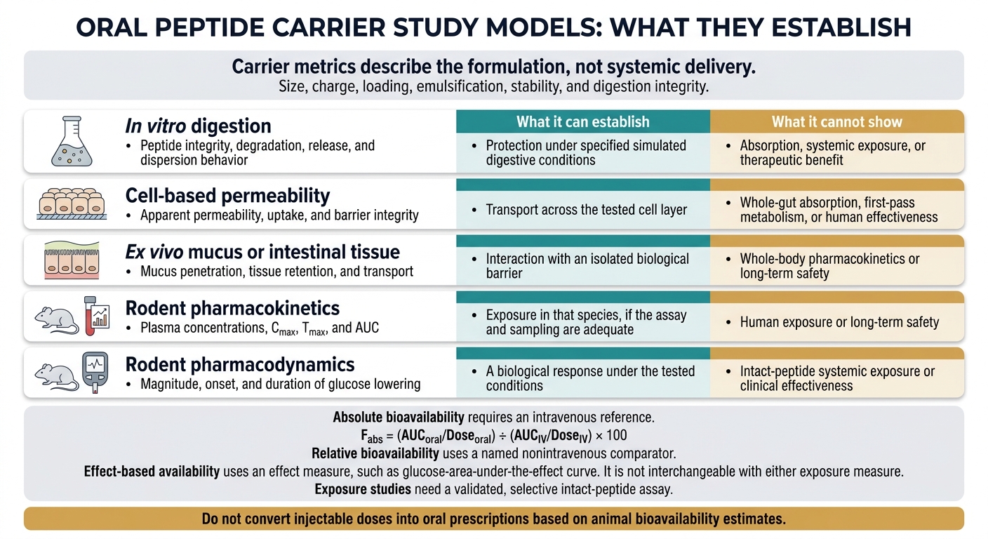 Oral Peptide Carriers: What Each Study Model Can Prove