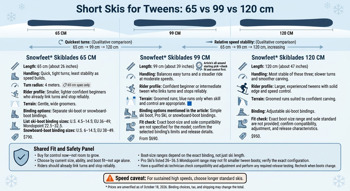 Short Skis for Tweens: 65 vs 99 vs 120 cm