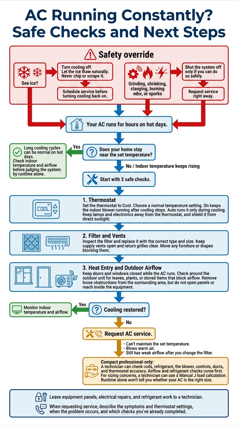 AC Running Constantly? Safe Checks and Next Steps